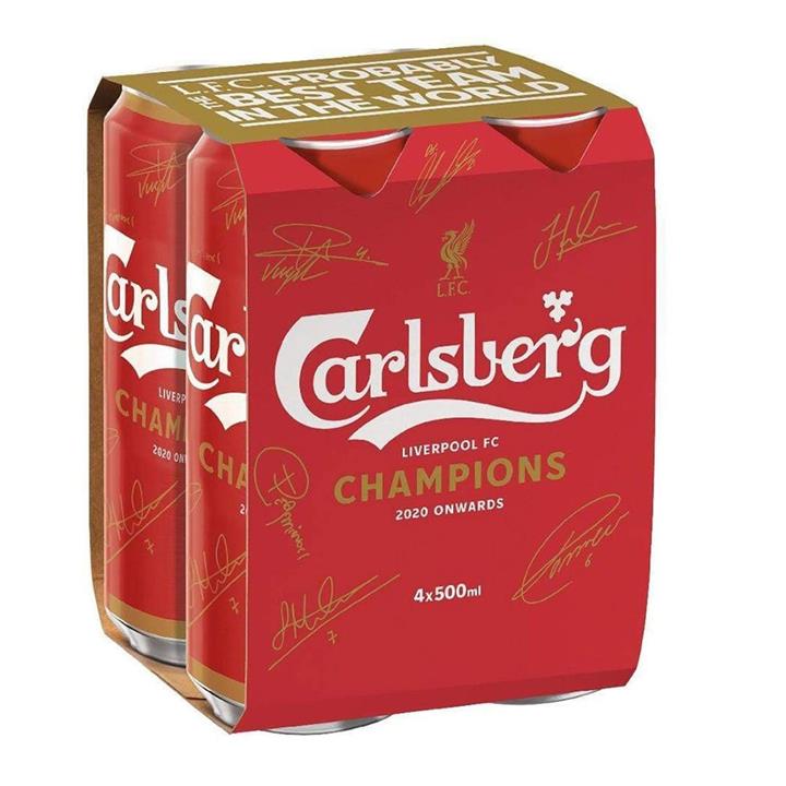 Carlsberg Lager Liverpool FC Cans, 500ml (4 Pack)