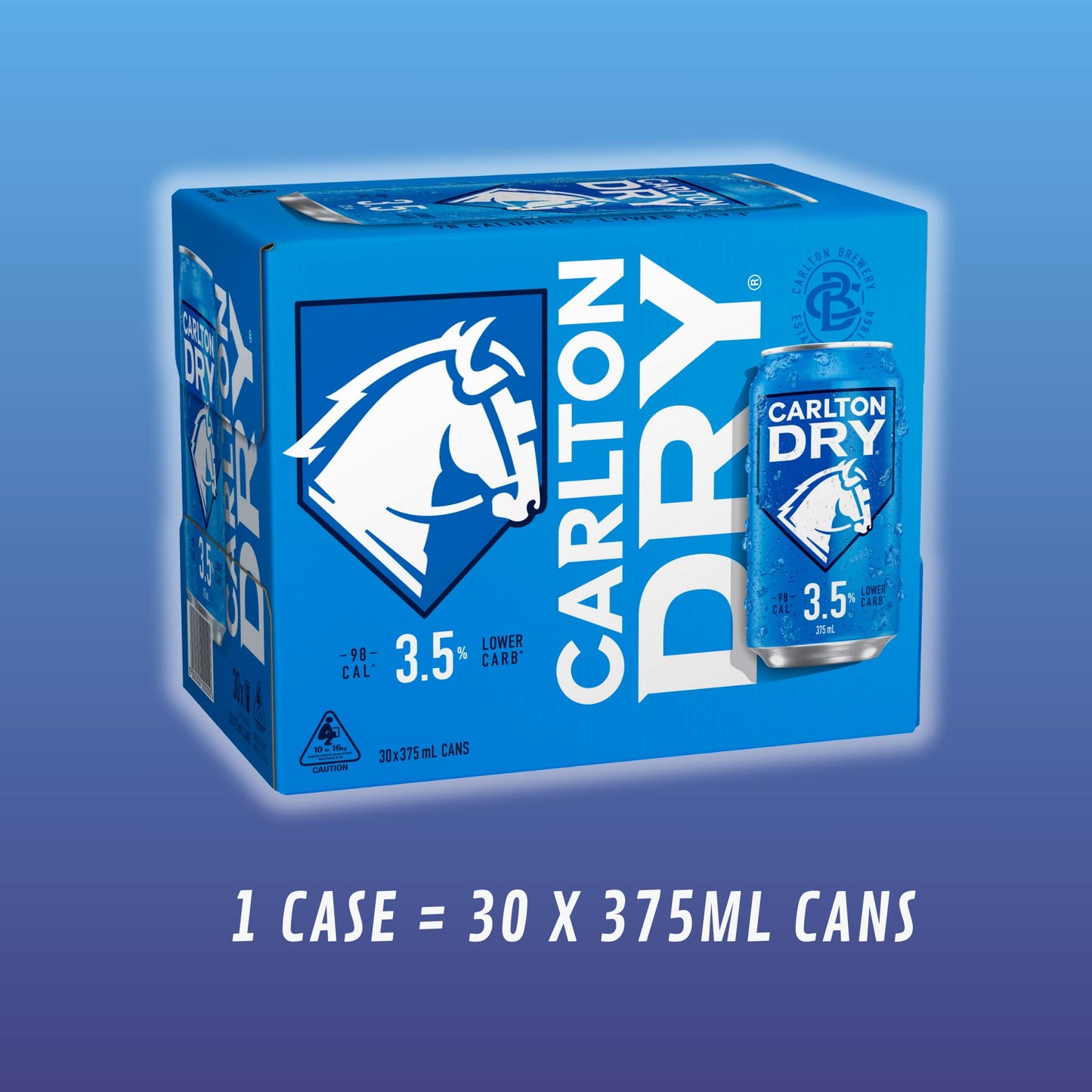Carlton Dry Low Carb and Mid Strength Beer, 375mL (Case of 30 Cans)